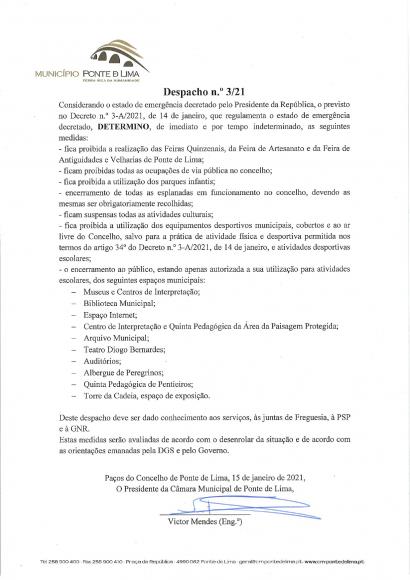 CMPLima - Despacho 3/2021 - Estado de Emergência